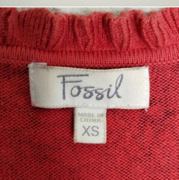Fossil Y2K Ruffle Collar Cotton/ Cashmere Cardigan sz XS - Picture 3 of 5